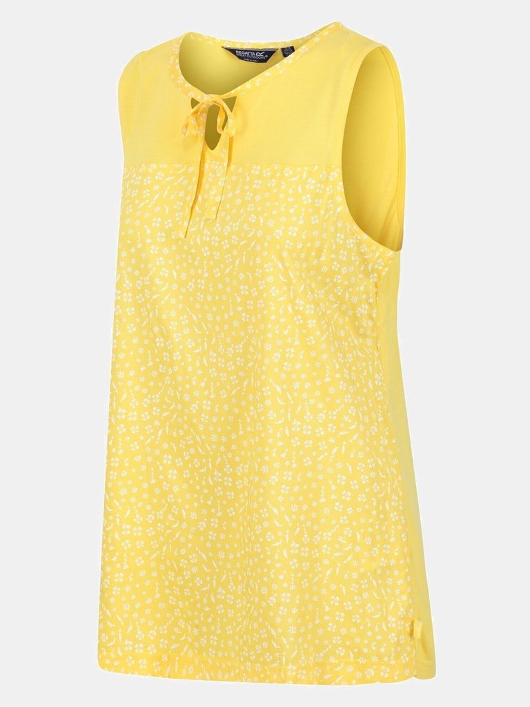 Womens/Ladies Janessa Ditsy Print Top - Maize Yellow