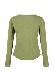 Womens/Ladies Lakeisha Long-Sleeved T-Shirt - Green Fields