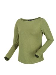 Womens/Ladies Lakeisha Long-Sleeved T-Shirt - Green Fields