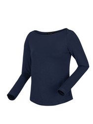 Womens/Ladies Lakeisha Long-Sleeved T-Shirt - Navy