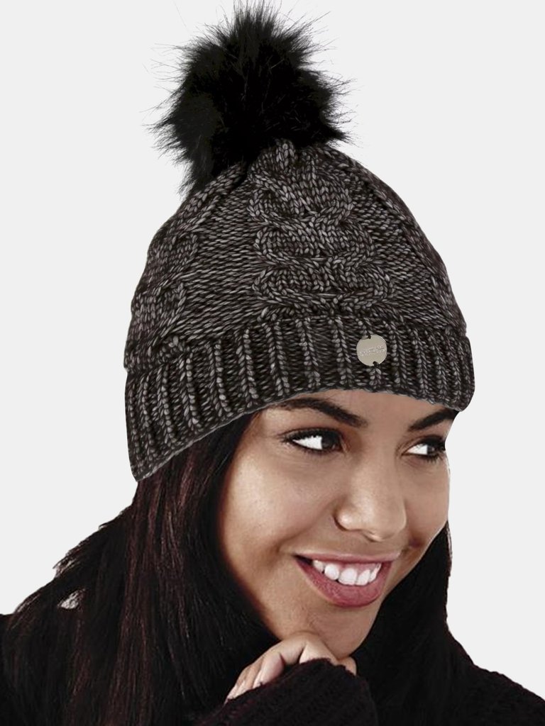 Womens/Ladies Lovella III Bobble Beanie - Black