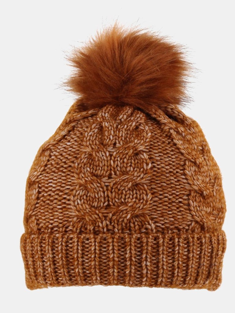 Womens/Ladies Lovella III Bobble Beanie - Copper Almond