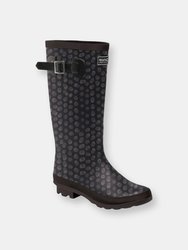 Womens/Ladies Ly Fairweather II Tall Durable Wellington Boots - Black Print - Black Print