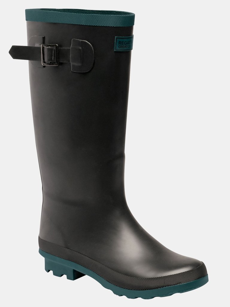 Womens/Ladies Ly Fairweather II Tall Durable Wellington Boots - Black/Teal