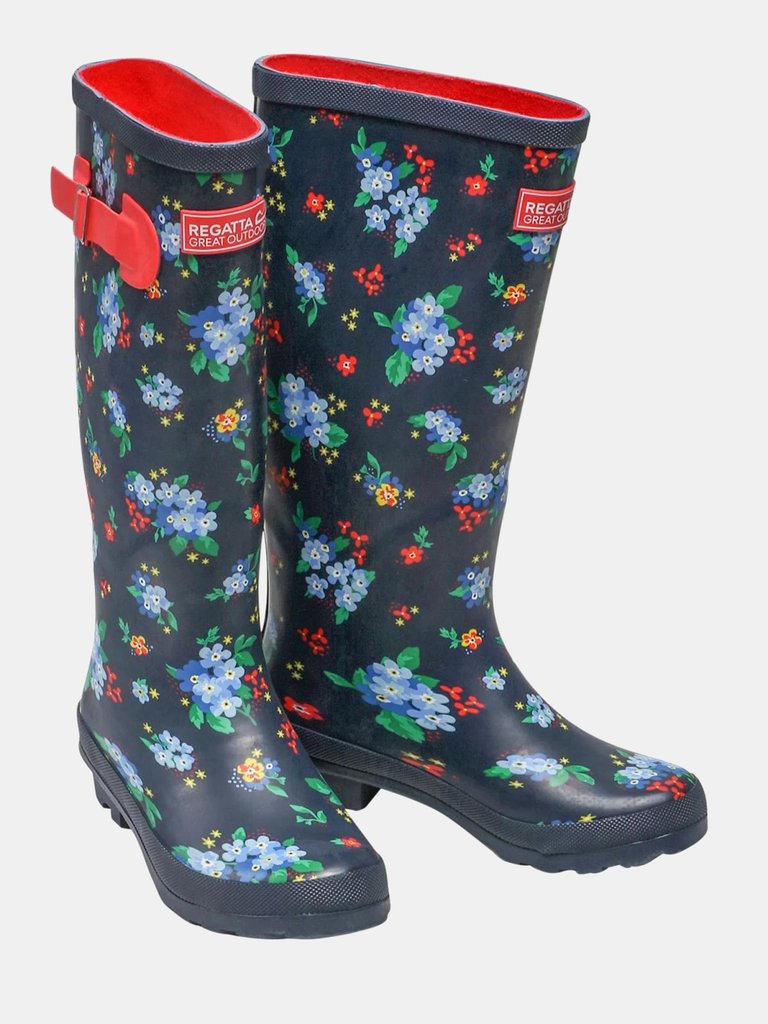 Womens/Ladies Ly Fairweather II Tall Durable Wellington Boots - Navy/Red