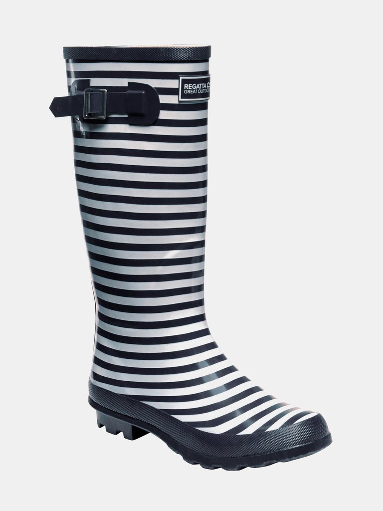 Womens/Ladies Ly Fairweather II Tall Durable Wellington Boots - Navy/White - Navy/White