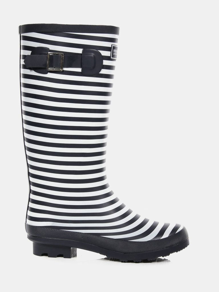 Womens/Ladies Ly Fairweather II Tall Durable Wellington Boots - Navy/White