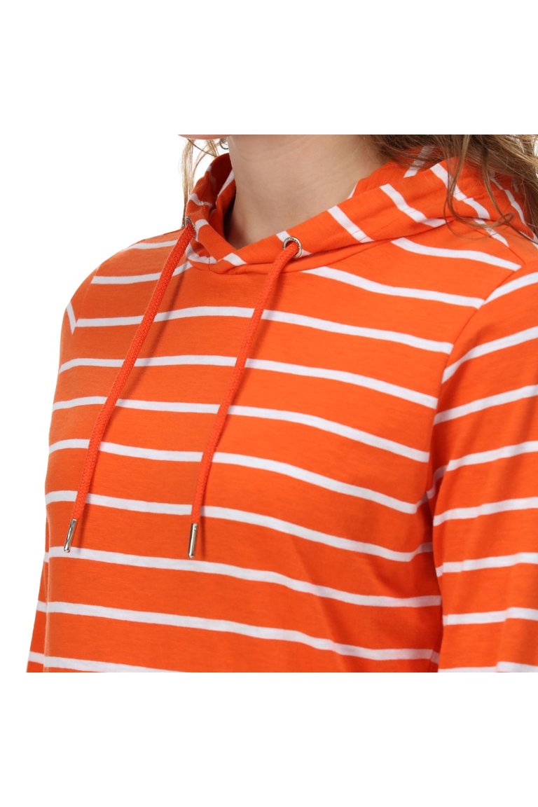 Womens/Ladies Maelys Stripe Hoodie - Crayon/White