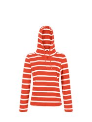 Womens/Ladies Maelys Stripe Hoodie - Crayon/White