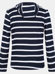 Womens/Ladies Maelys Stripe Hoodie - Navy/White