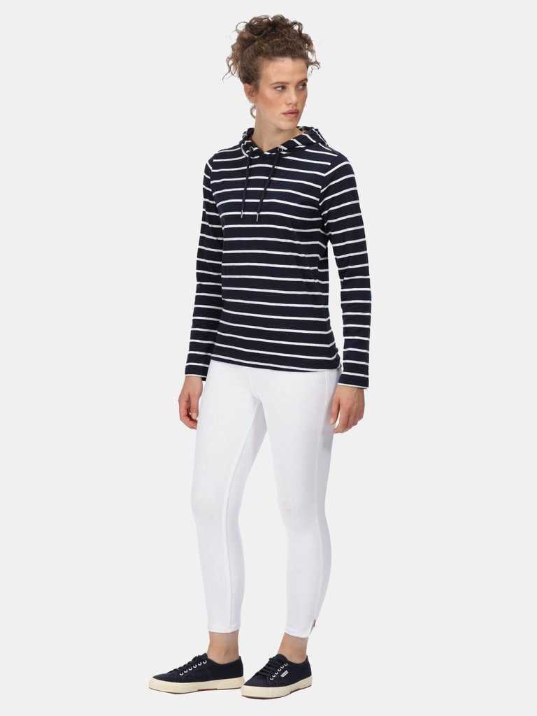 Womens/Ladies Maelys Stripe Hoodie - Navy/White - Navy/White