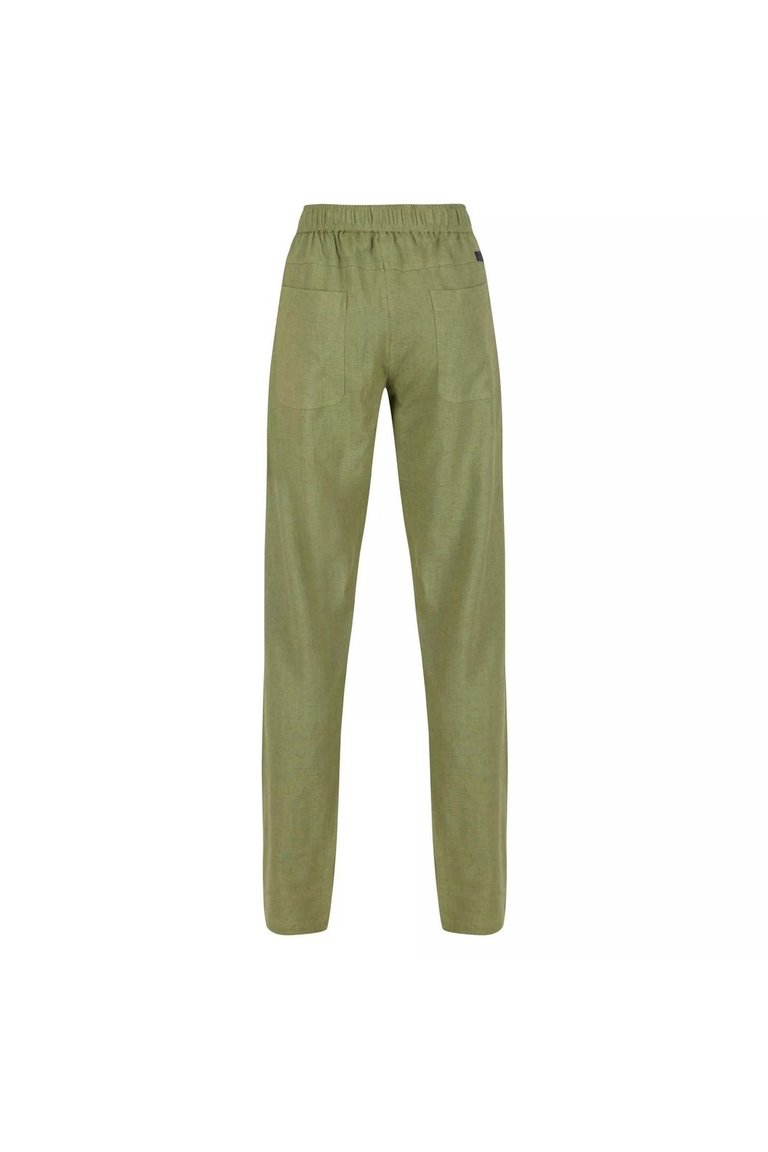 Womens/Ladies Maida Linen Pants - Green Fields
