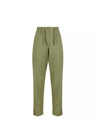 Womens/Ladies Maida Linen Pants - Green Fields - Green Fields