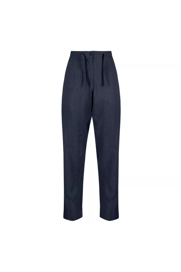 Womens/Ladies Maida Linen Pants (Navy) - Navy