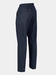 Womens/Ladies Maida Linen Pants (Navy)