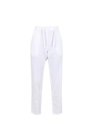 Womens/Ladies Maida Linen Pants - White - White