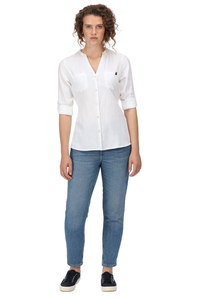 Womens/Ladies Malaya Long-Sleeved Shirt - White - White