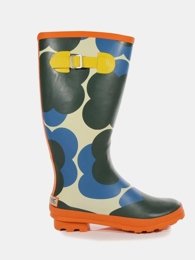 Womens/Ladies Orla Kiely Shadow Flower Galoshes Boot - Blue/Black/Orange