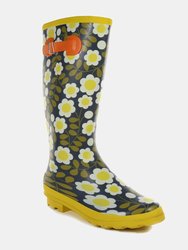 Womens/Ladies Orla River Floral Galoshes Boot - Black/Yellow/Green