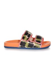 Womens/Ladies Orla Twin Flower Moulded Footbed Sandals - Olive