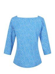 Womens/Ladies Polexia Ditsy Print T-Shirt - Sonic Blue