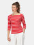 Womens/Ladies Polexia Stripe T-Shirt - True Red/White