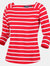 Womens/Ladies Polexia Stripe T-Shirt - True Red/White