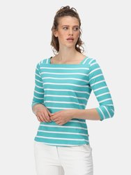 Womens/Ladies Polexia Stripe T-Shirt - Turquoise/White - Turquoise/White