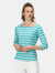 Womens/Ladies Polexia Stripe T-Shirt - Turquoise/White - Turquoise/White
