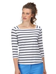 Womens/Ladies Polexia Stripe T-Shirt - White/Navy - White/Navy