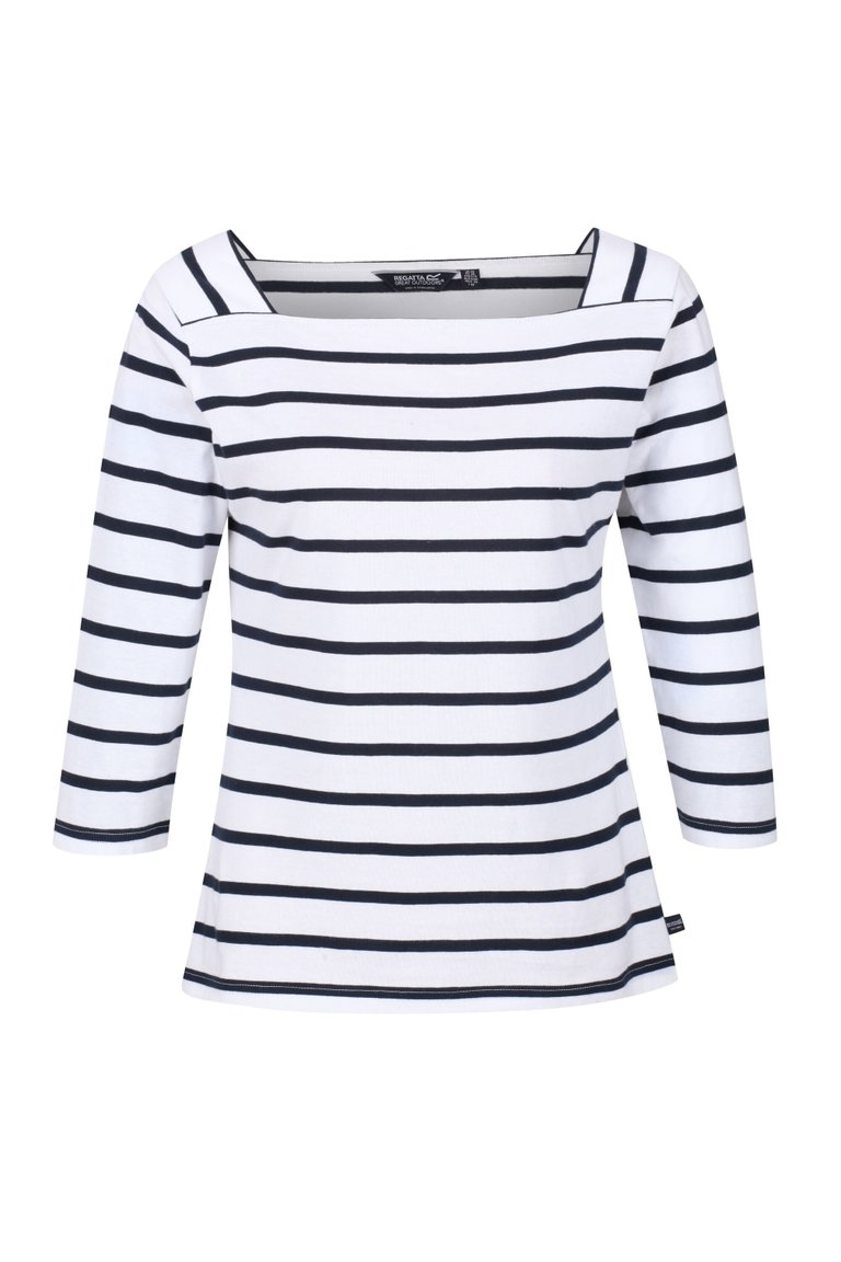 Womens/Ladies Polexia Stripe T-Shirt - White/Navy