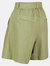 Womens/Ladies Sabela Paper Bag Shorts - Green Fields