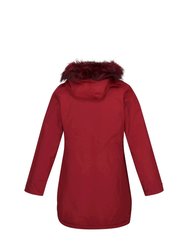 Womens/Ladies Sabinka Faux Fur Trim Parka Jacket - Cabernet