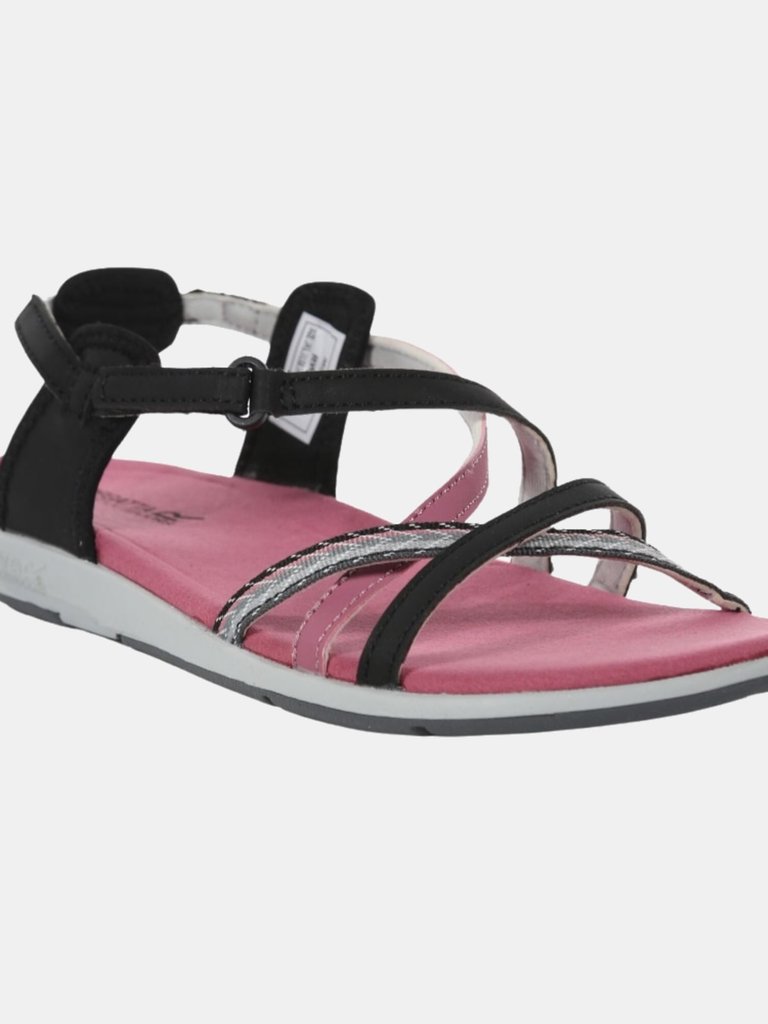 Womens/Ladies Santa Roma Criss-Cross Sandals - Black/Heather Rose - Black/Heather Rose