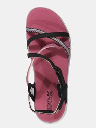 Womens/Ladies Santa Roma Criss-Cross Sandals - Black/Heather Rose