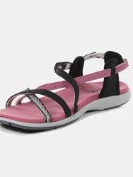 Womens/Ladies Santa Roma Criss-Cross Sandals - Black/Heather Rose