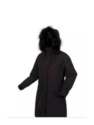 Womens/Ladies Shiloh Faux Fur Trim Parka Jacket - Black