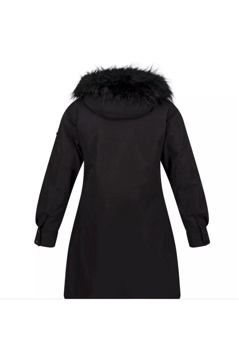 Womens/Ladies Shiloh Faux Fur Trim Parka Jacket - Black