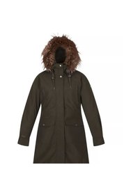 Womens/Ladies Shiloh Faux Fur Trim Parka Jacket - Dark Khaki - Dark Khaki