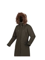 Womens/Ladies Shiloh Faux Fur Trim Parka Jacket - Dark Khaki