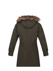 Womens/Ladies Shiloh Faux Fur Trim Parka Jacket - Dark Khaki