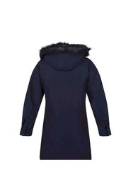 Womens/Ladies Shiloh Faux Fur Trim Parka Jackets - Navy