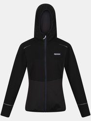 Womens/Ladies Textured Fleece Full Zip Hoodie - Black