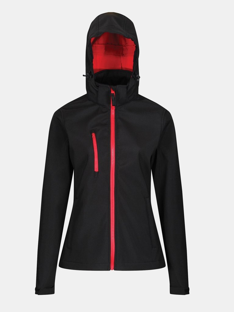 Womens/Ladies Venturer 3 Layer Membrane Soft Shell Jacket - Black/Red - Black/Red