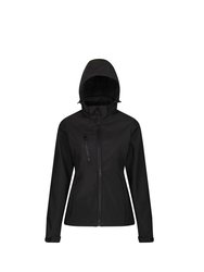 Womens/Ladies Venturer Hooded Soft Shell Jacket - Black