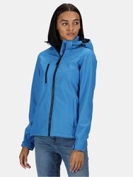 Womens/Ladies Venturer Hooded Soft Shell Jacket - French Blue/Navy - French Blue/Navy