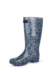 Womens/Ladies Wenlock Animal Print Galoshes - Ice Grey/Slate Blue