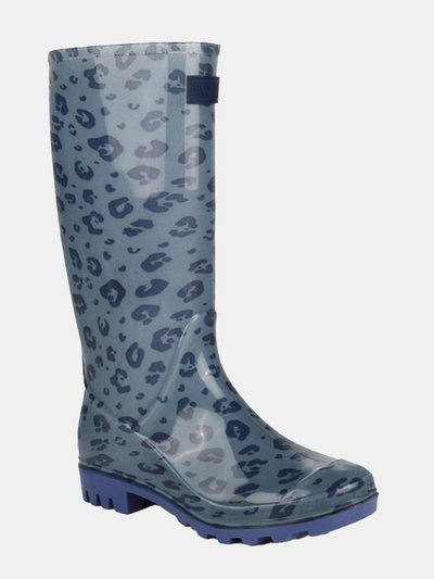 Regatta Womens/Ladies Wenlock Animal Print Galoshes - Ice Grey/Slate Blue product