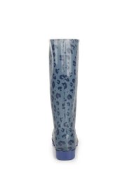 Womens/Ladies Wenlock Animal Print Galoshes - Ice Grey/Slate Blue