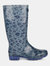 Womens/Ladies Wenlock Animal Print Galoshes - Ice Grey/Slate Blue